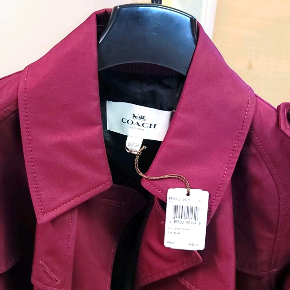 Coach Cranberry Trench Coat Large Never worn!